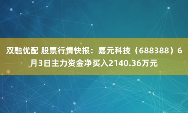 双融优配 股票行情快报：嘉元科技（688388）6月3日主力资金净买入2140.36万元